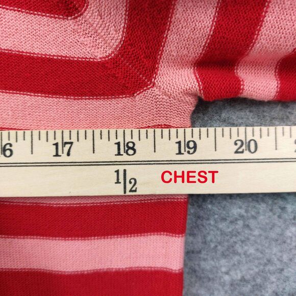Cabi Cardigan Sweater Womens Sz S Red Pink Striped Button Front Style Quirky - Picture 4 of 8